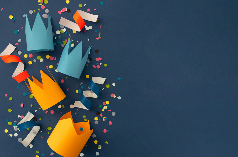 Image or party crowns on blue background