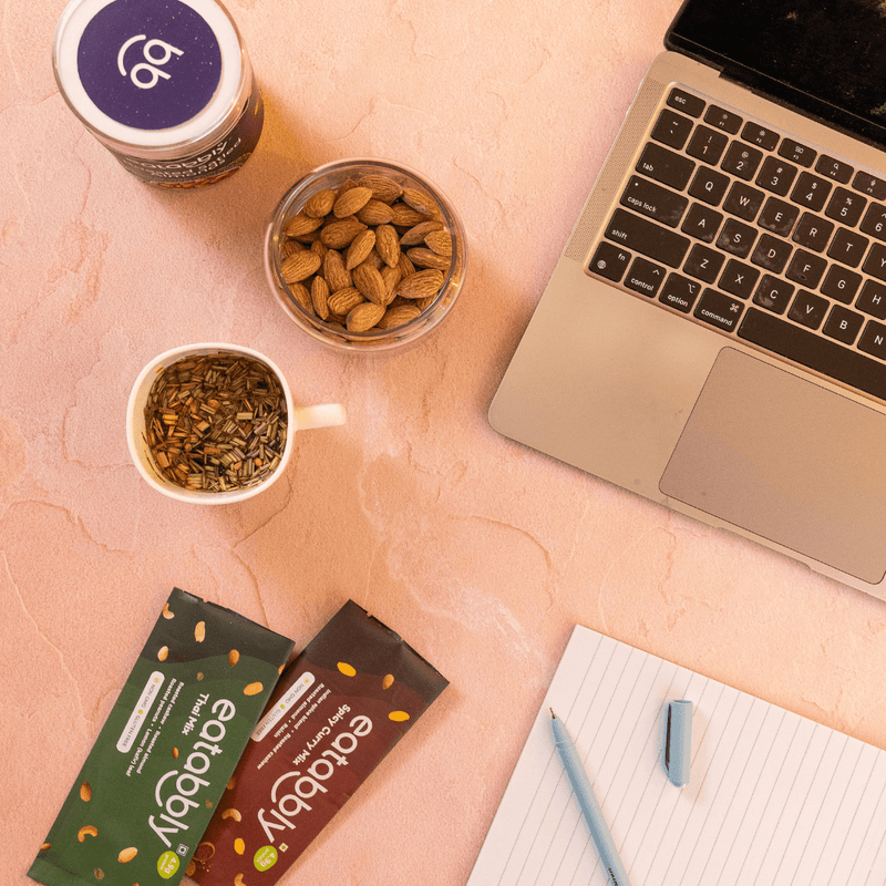 Eatabbly thai mix with computer and mug